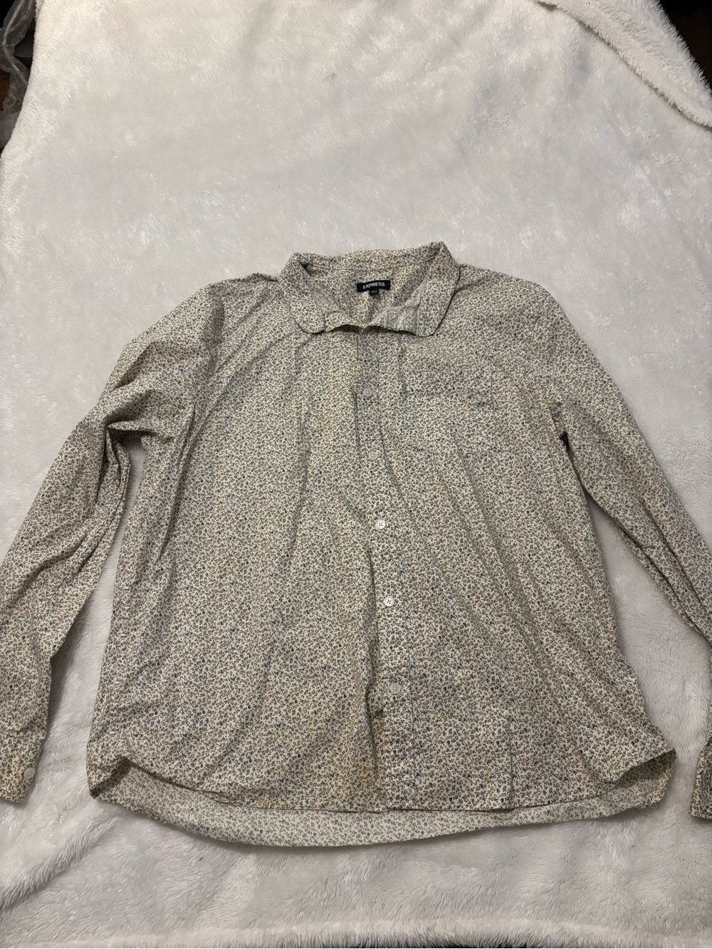 Express women’s Lightweight Floral Print Shirt Jacket - Cream & Brown